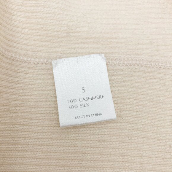 TSE Cashmere Silk Ribbed Cardigan Size S Cream Lightweight Neutral Quiet Luxury - Picture 4 of 5